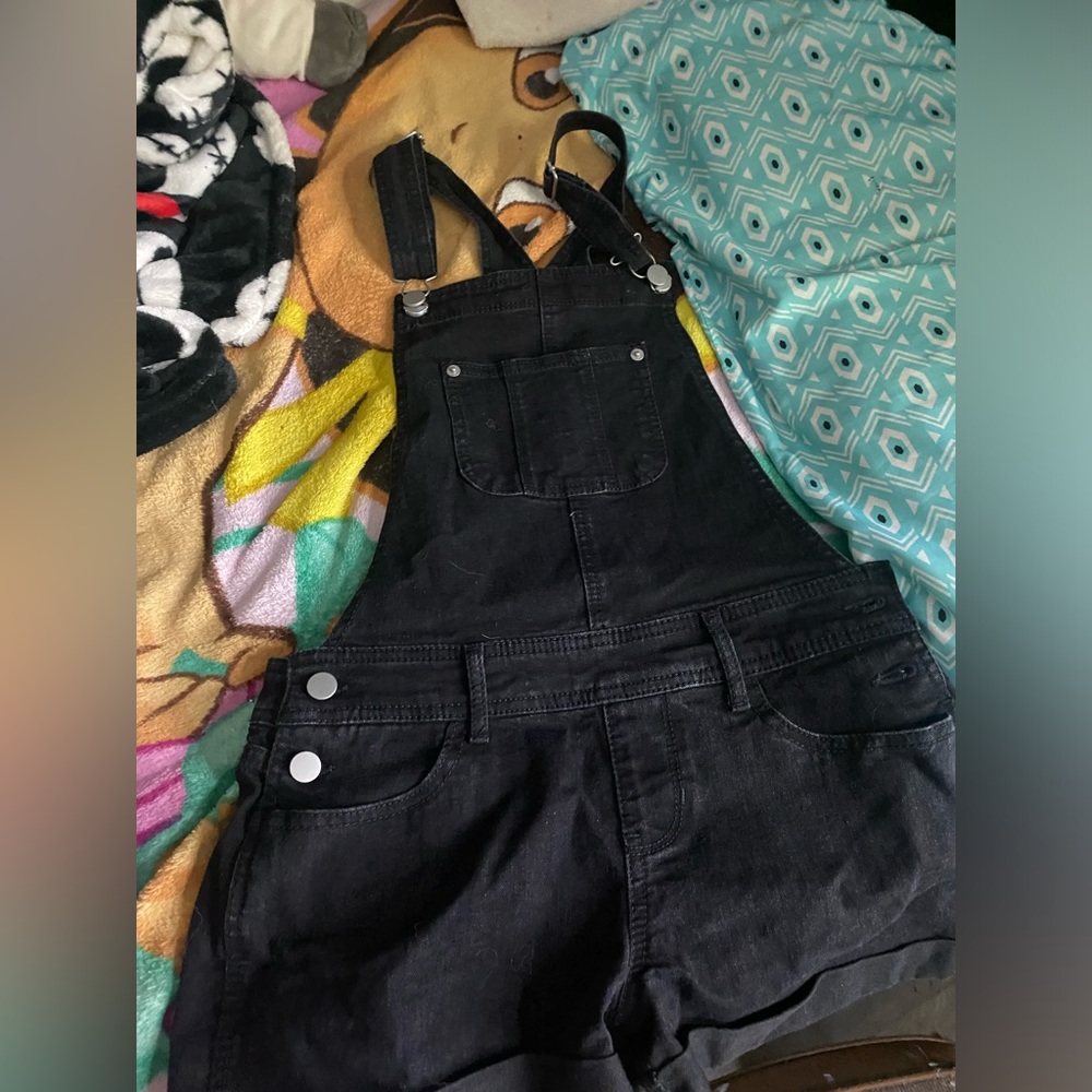 Faded Glory black overalls girls size 12-14